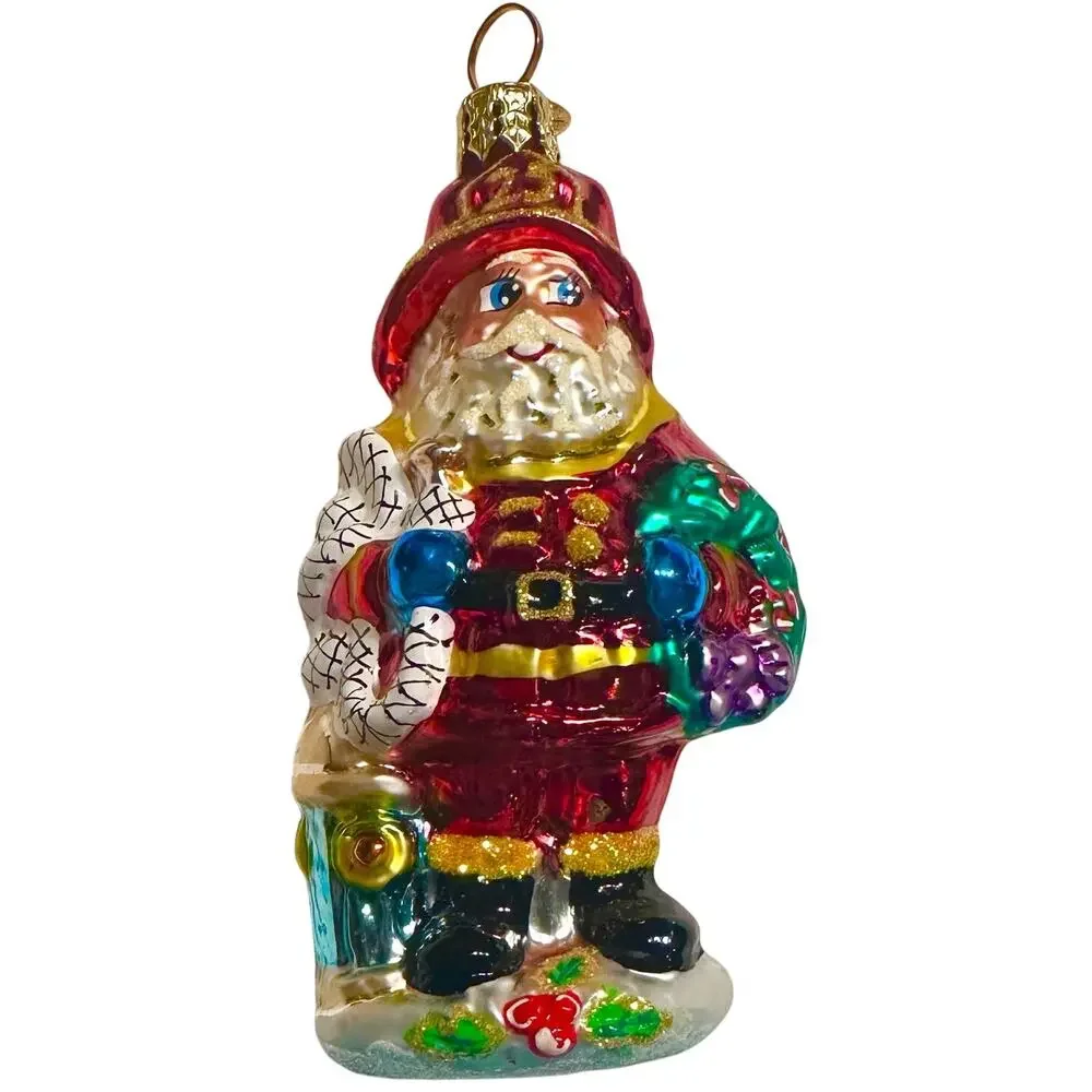 Christopher Radko Red Hot Santa Gem Firefighter Hose Ornament 4”, #107680 w/box